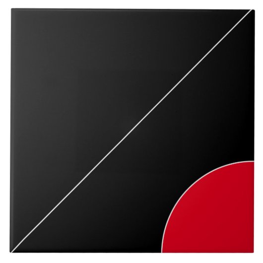 Witte diagonale lijn op zwarte, rode keramische Te Tegeltje (Voorkant)