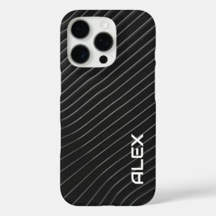 Witte diagonale streep op zwart - minimalistisch iPhone 16 pro hoesje