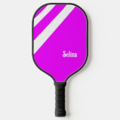 Witte diagonale strepen op roze pickleball-peddel pickleball paddle (Voorkant)