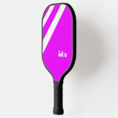 Witte diagonale strepen op roze pickleball-peddel pickleball paddle (Links)