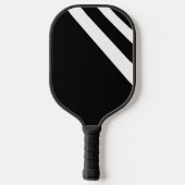 Witte diagonale strepen op zwart pickleball paddle (Achterkant)