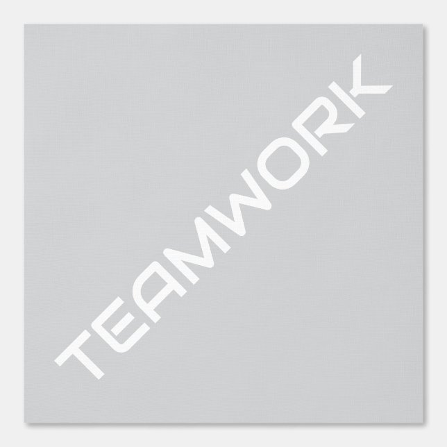 Witte diagonale TEAMWORK tekst op pastel grijs Behang (Voorkant)