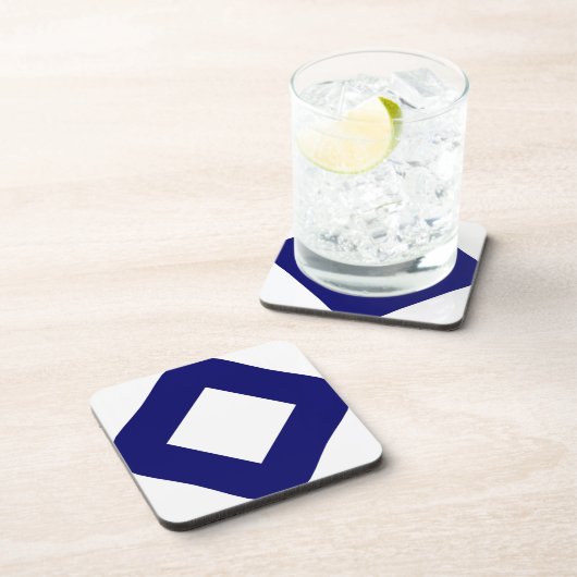 Witte diamant, blauwe grens drankjes onderzetter (Rechterzijde)