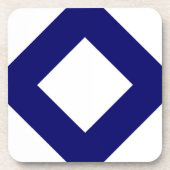 Witte diamant, blauwe grens drankjes onderzetter (Voorkant)