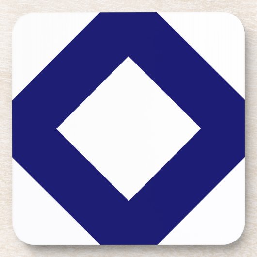 Witte diamant, blauwe grens drankjes onderzetter (Voorkant)