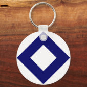 Witte diamant, blauwe grens sleutelhanger (Voorkant)