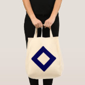 Witte diamant, blauwe grens tote bag (Voorkant (product))