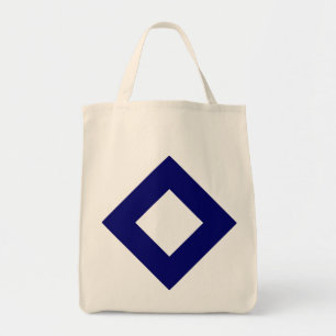 Witte diamant, blauwe grens tote bag