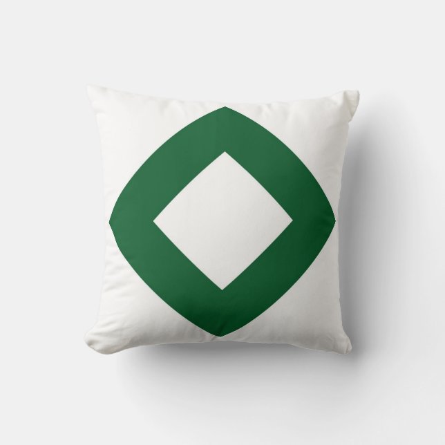 Witte diamant, blauwe groene grens kussen (Voorkant)