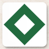 Witte diamant, blauwe groene grens onderzetter (Voorkant)