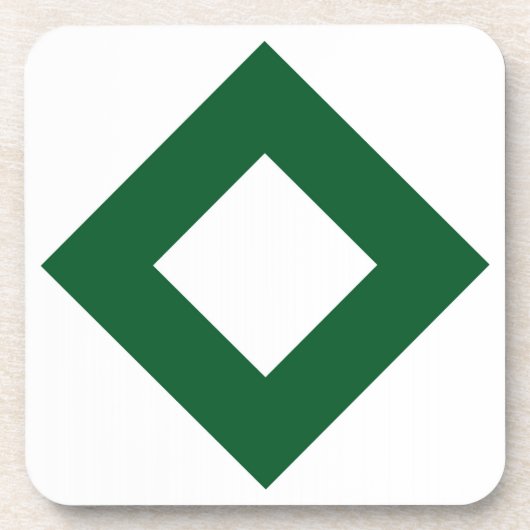 Witte diamant, blauwe groene grens onderzetter (Voorkant)