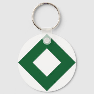 Witte diamant, blauwe groene grens sleutelhanger