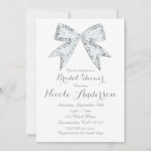 Witte Diamant Bling Boog Glam Trouw Bruiloft Kaart (Voorkant)