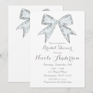 Witte Diamant Bling Boog Glam Trouw Bruiloft Kaart