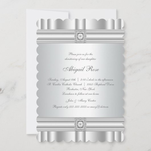 Witte Diamant Elegant Doopsel Doop Kaart (Achterkant)