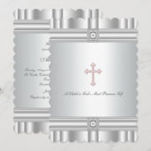 Witte Diamant Elegant Doopsel Doop Kaart (Voorkant / Achterkant)