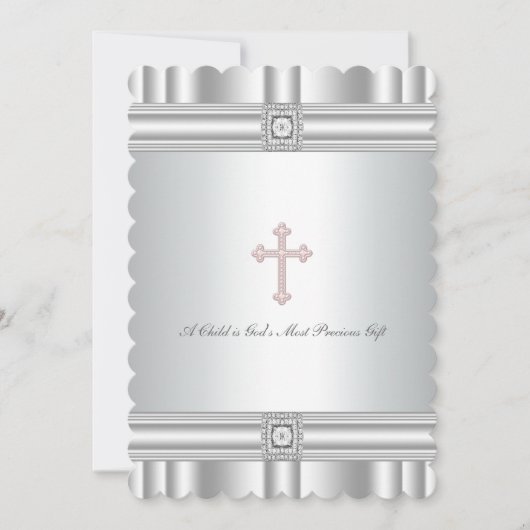 Witte diamant elegante doop kaart (Voorkant)