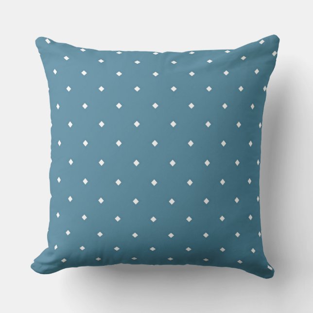 Witte diamant geometrisch patroon op blauw kussen (Voorkant)