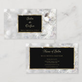 Witte Diamant Glitter Zwart en Goud Haar Salon Visitekaartje (Voorkant / Achterkant)