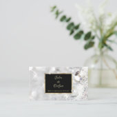 Witte Diamant Glitter Zwart en Goud Haar Salon Visitekaartje (Staand voorkant)