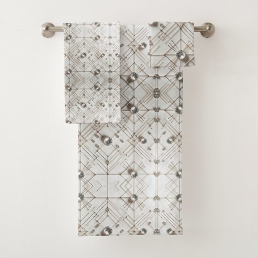 Witte diamant Mid Century Modern Handdoekenset Bad Handdoek (Insitu)