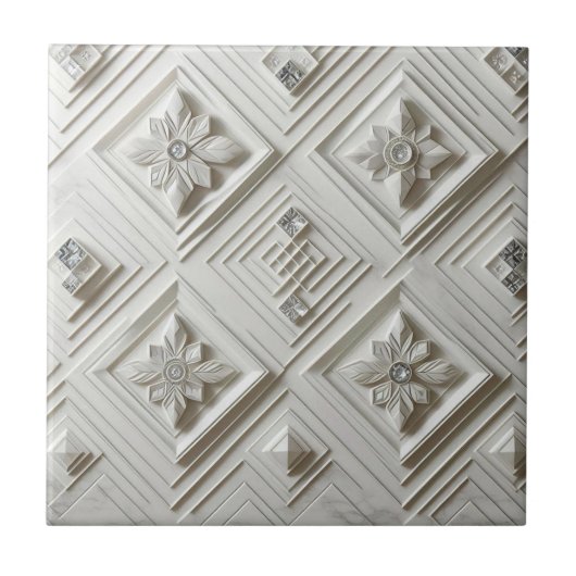 Witte Diamant Mid Century Modern  Tegeltje (Voorkant)