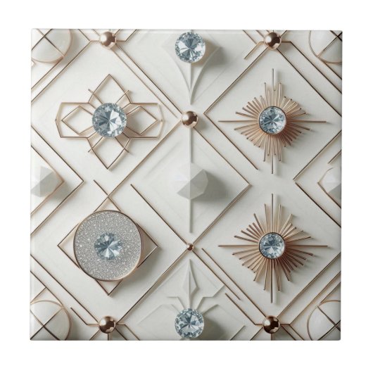 Witte Diamant Mid Century Modern Tegeltje (Voorkant)