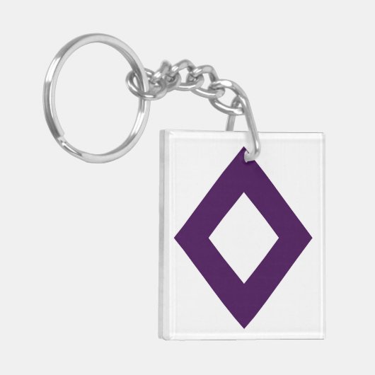 Witte diamant, Paarse grens Sleutelhanger (Voorkant Links)
