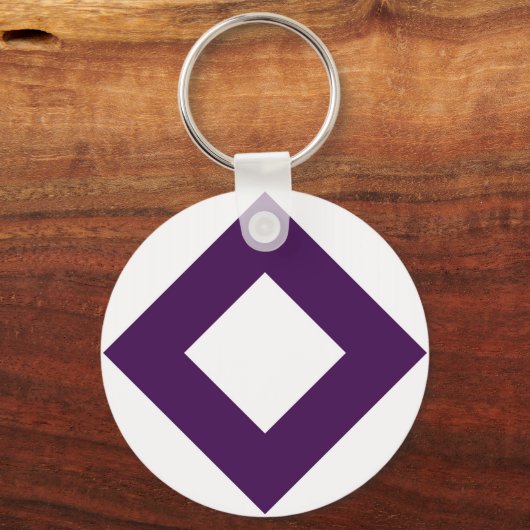 Witte diamant, Paarse grens Sleutelhanger (Voorkant)