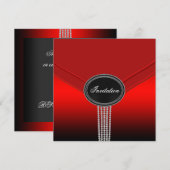 Witte diamant rode zwarte black tie-feest kaart (Voorkant / Achterkant)