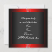 Witte diamant rode zwarte black tie-feest kaart (Achterkant)