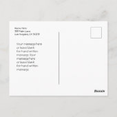 Witte Diamant Vlinder, Naam in Script, Koningsblau Briefkaart (Achterkant)