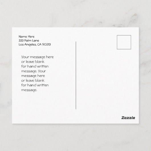 Witte Diamant Vlinder, Naam in Script, Koningsblau Briefkaart (Achterkant)