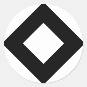 Witte diamant, zwarte rand ronde sticker