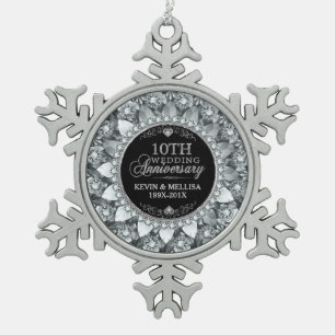 Witte Diamanten 25e Bruiloft Jubileum Ornament