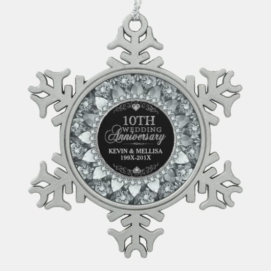 Witte Diamanten 25e Huwelijksjubileum Ornament (Voorkant)