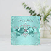 Witte Diamanten Blauwgroen Blauw Baby shower Kaart (Staand voorkant)