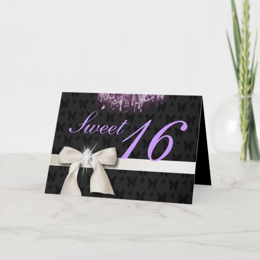 Witte Diamanten Boog Sweet 16 Kaart (Voorkant)