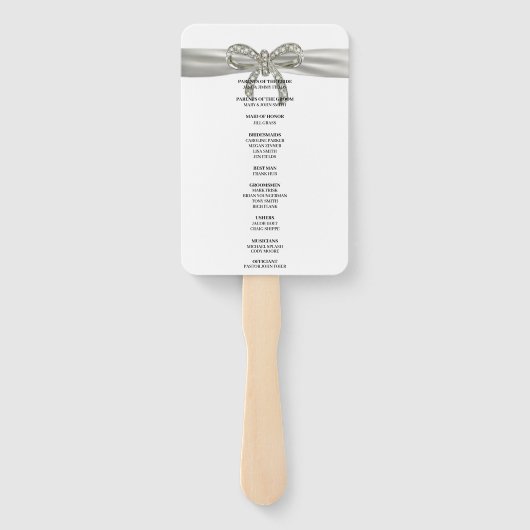 Witte Diamanten Boog Trouwprogramma Handwaaier (Achterkant)