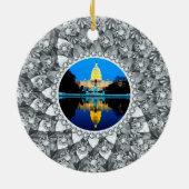 Witte Diamanten Circle Foto Lijst Keramisch Ornament (Achterkant)