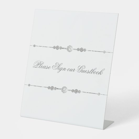 Witte Diamanten Element Teken Ons Bruiloftsgastenb Reclamebord Met Voetstuk (Voorkant)