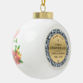 Witte diamanten en goudbruiloft keramische bal ornament (Links)