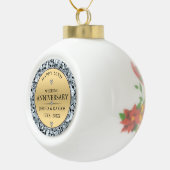 Witte diamanten en goudbruiloft keramische bal ornament (Rechts)