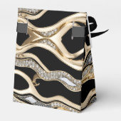 Witte diamanten en gouden zebrastrepen op zwart bedankdoosjes (Achterkant)