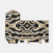Witte diamanten en gouden zebrastrepen op zwart bedankdoosjes (Uitgevouwen)