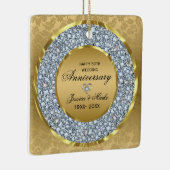 Witte Diamanten & Goud 50ste Bruiloft Jubileum Keramisch Ornament (Rechts)