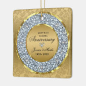Witte Diamanten & Goud 50ste Bruiloft Jubileum Keramisch Ornament (Links)