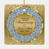 Witte Diamanten & Goud 50ste Bruiloft Jubileum Keramisch Ornament (Achterkant)