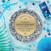 Witte diamanten & goud 50ste huwelijksjubileum papieren bordje (Feest)