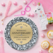 Witte diamanten & goud 50ste huwelijksjubileum papieren bordje (Feest)